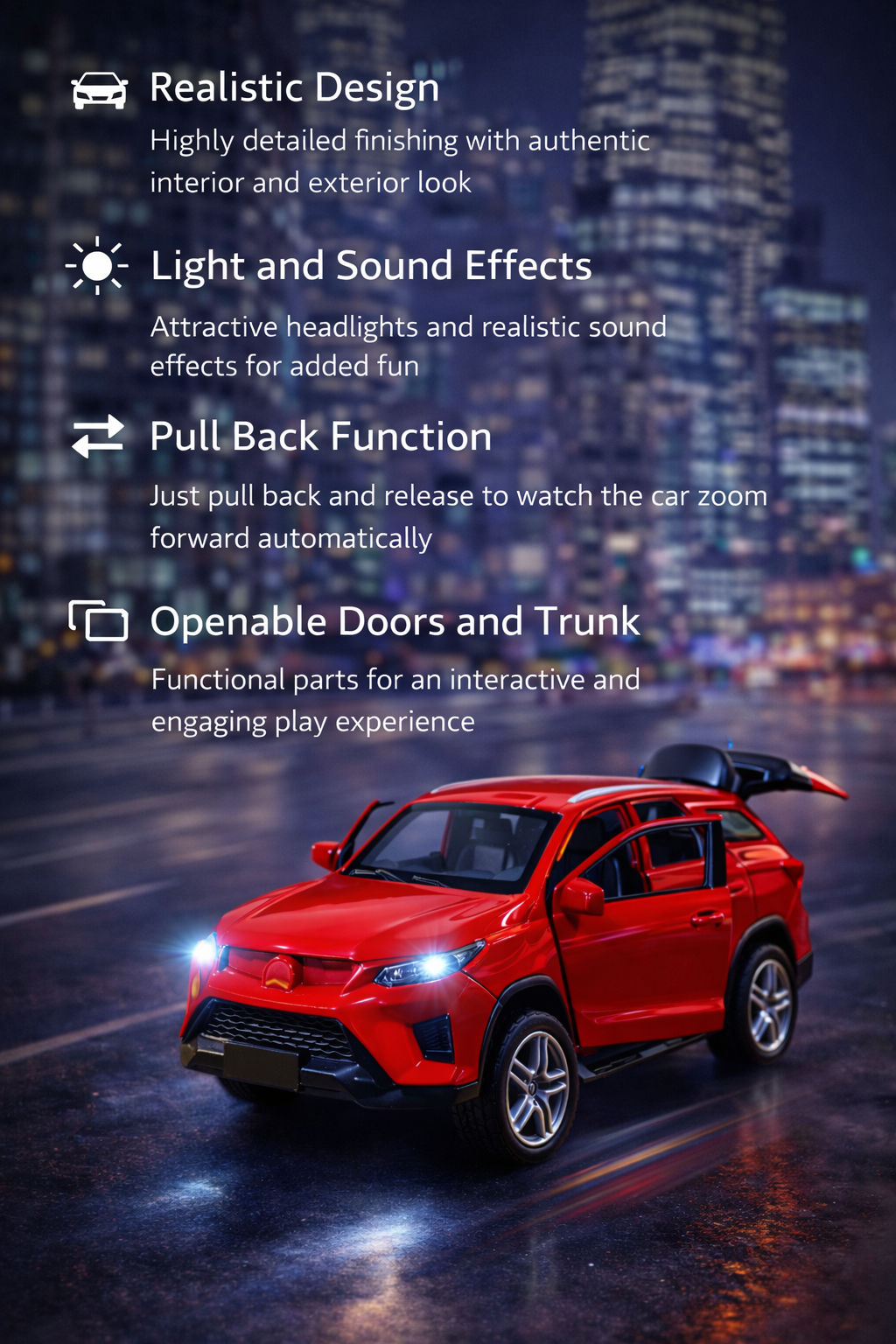 Diecast Fortuner (Red) Toy Car 1:36 Scale.