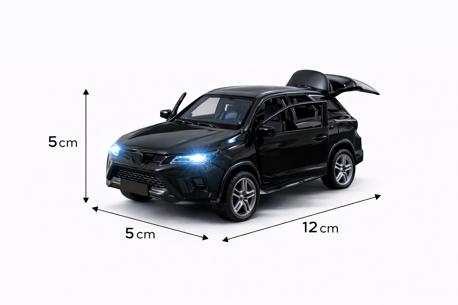 Diecast Fortuner (Black) Toy Car 1:36 Scale.