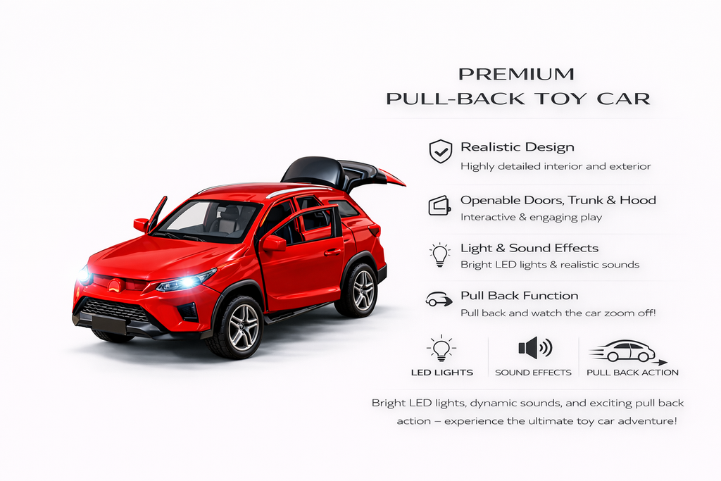 Diecast Fortuner (Red) Toy Car 1:36 Scale.