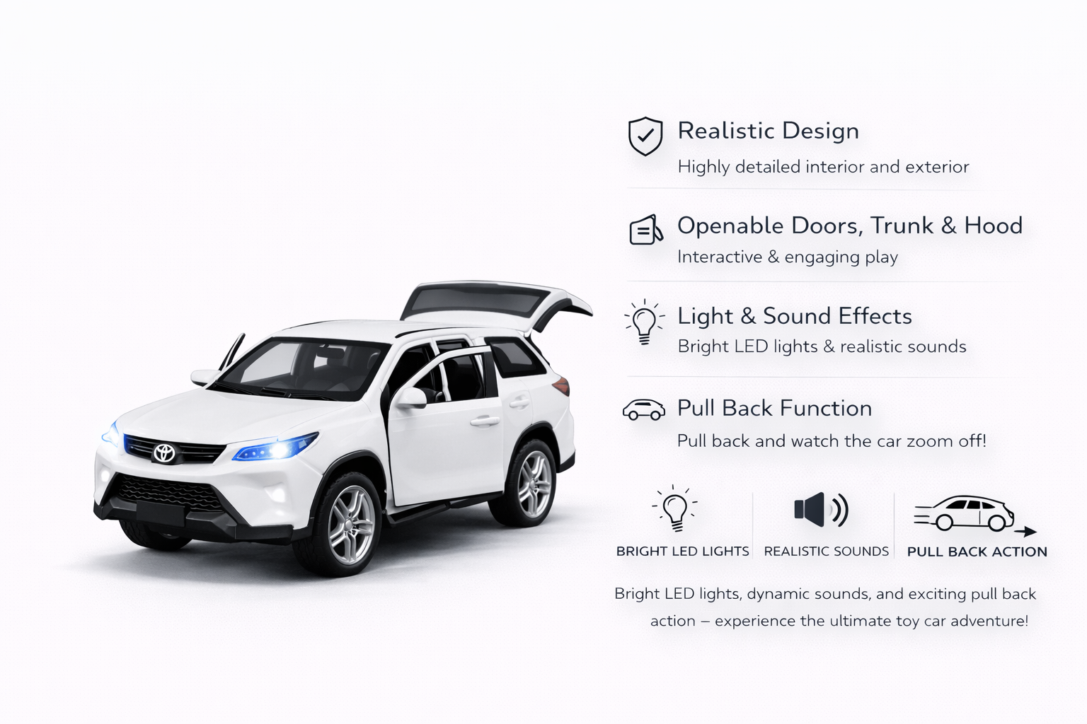 Diecast Fortuner Car Model 1:36 Scale.