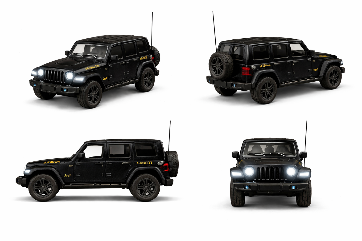 Diecast Rubicon Jeep (Black) Toy Car 1:36 Scale.