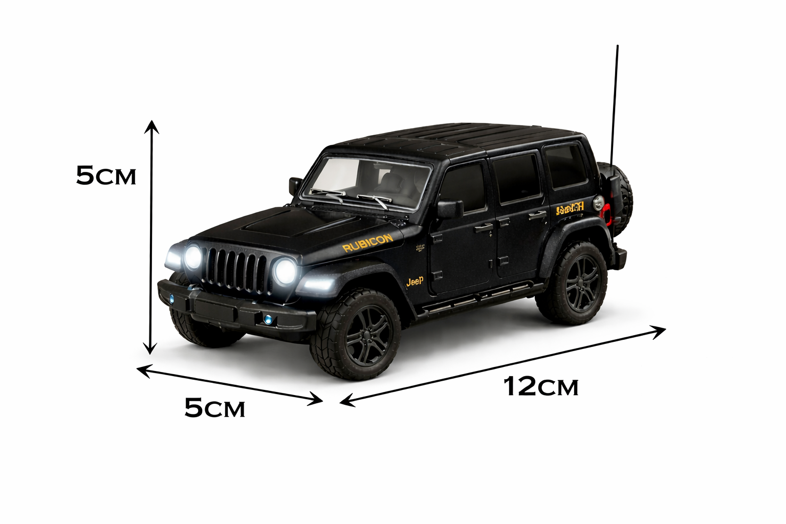 Diecast Rubicon Jeep (Black) Toy Car 1:36 Scale.