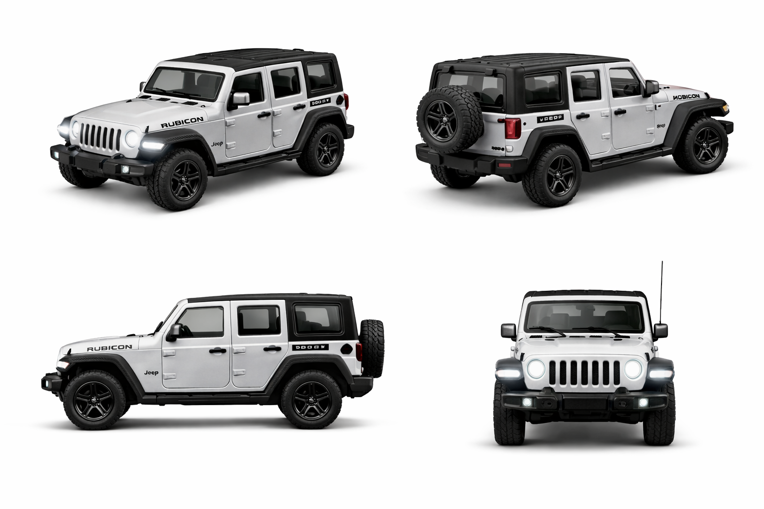 Diecast Rubicon Jeep (Silver) Toy Car 1:36 Scale.