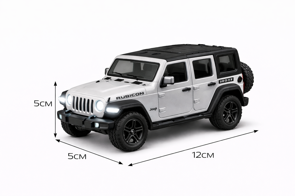 Diecast Rubicon Jeep (Silver) Toy Car 1:36 Scale.