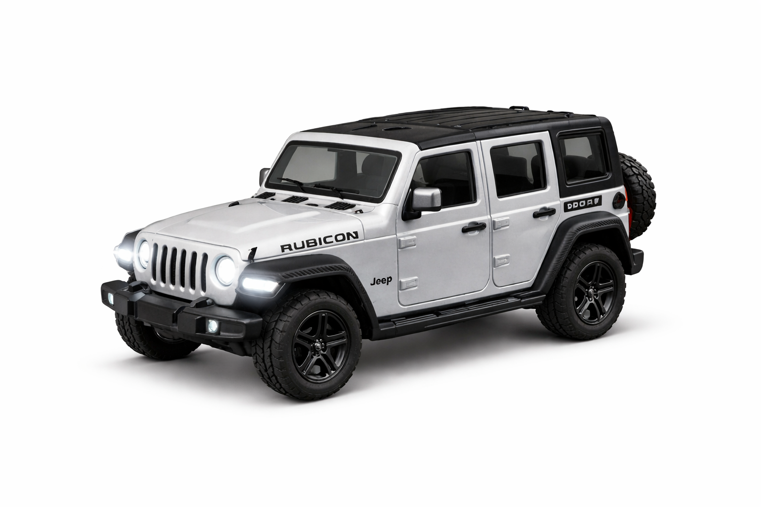 Diecast Rubicon Jeep (Silver) Toy Car 1:36 Scale.