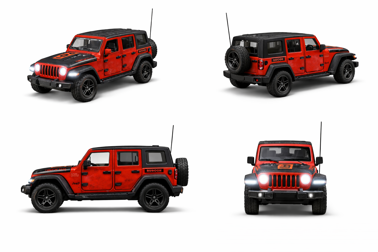 Diecast Rubicon Jeep (Red) Toy Car 1:36 Scale.
