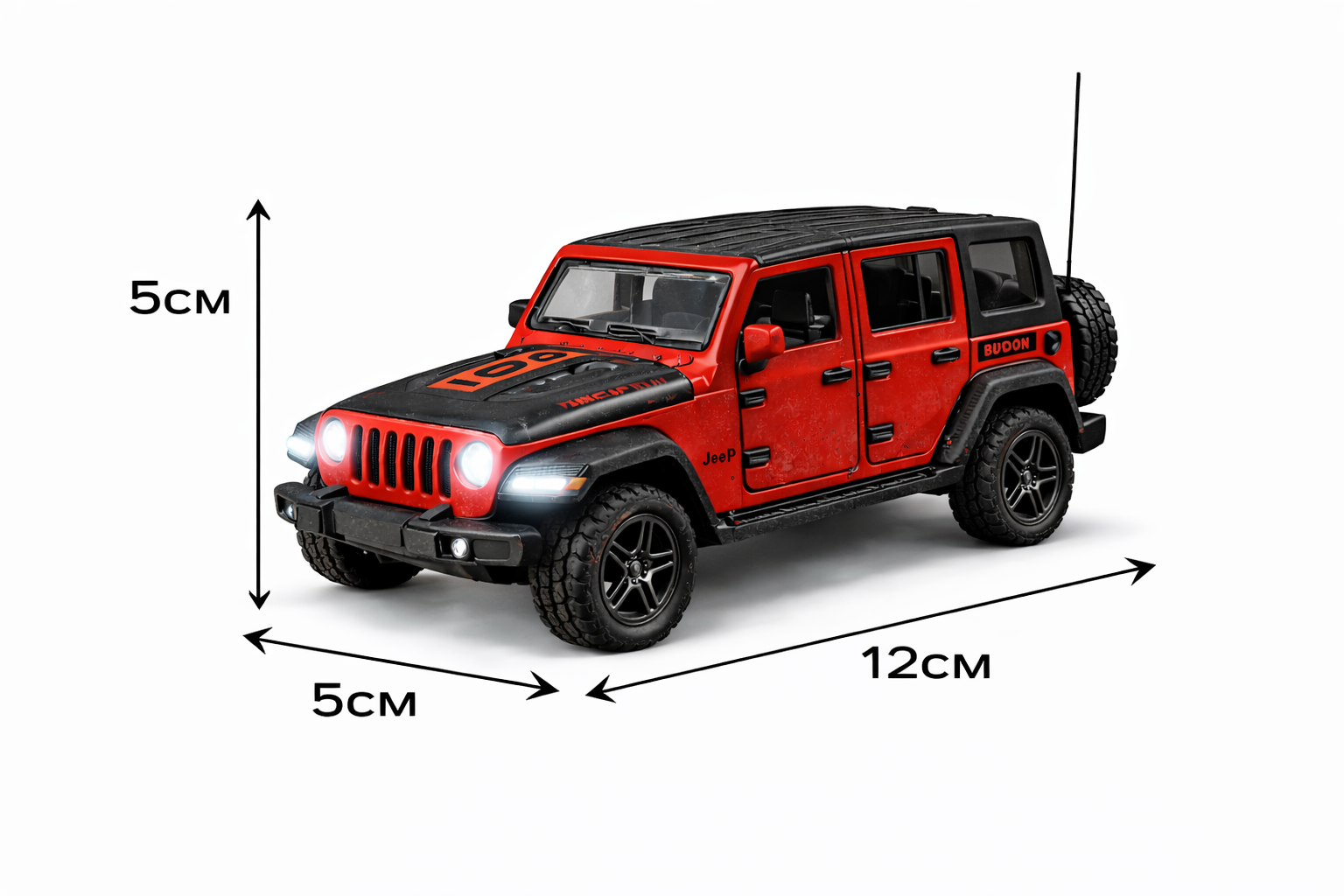 Diecast Rubicon Jeep (Red) Toy Car 1:36 Scale.