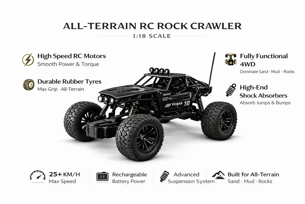 Remote Control Rock Crawler Black with Smoke Function.