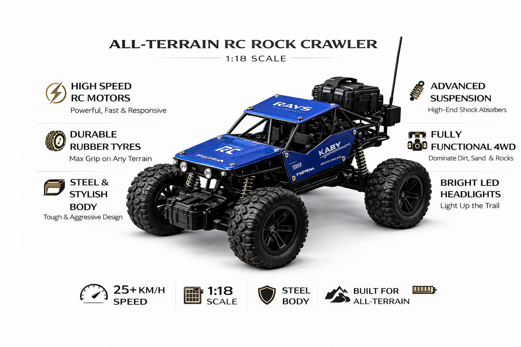 Remote Control Rock Crawler Blue with Smoke Function.