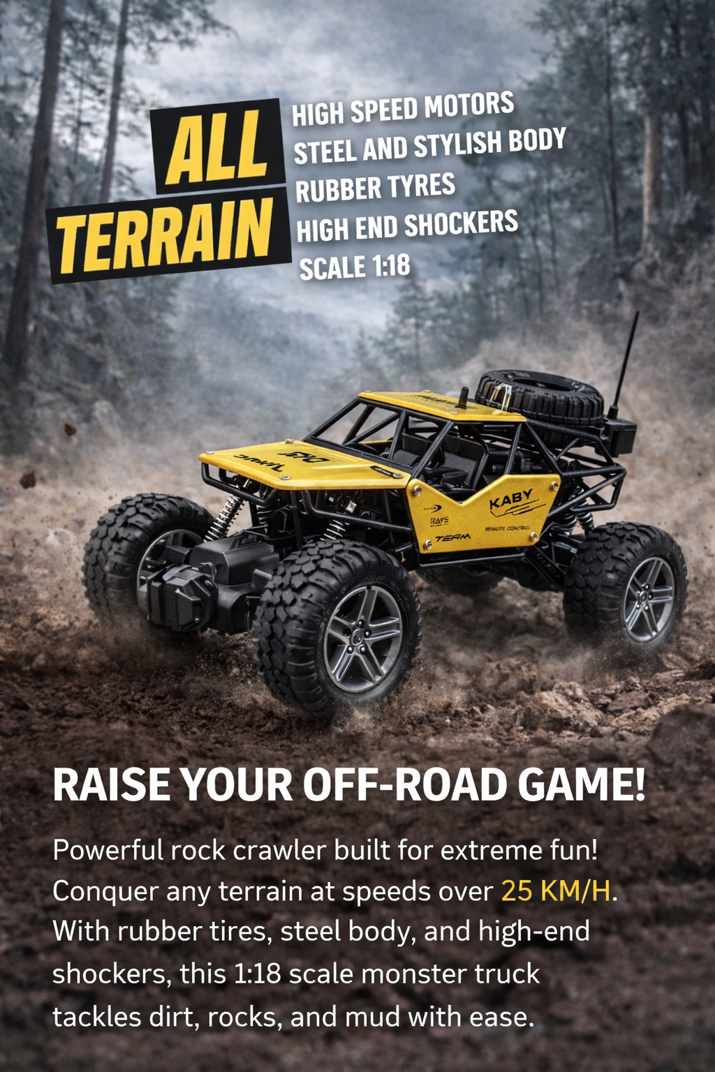 Remote Control Rock Crawler Gold with Smoke Function.