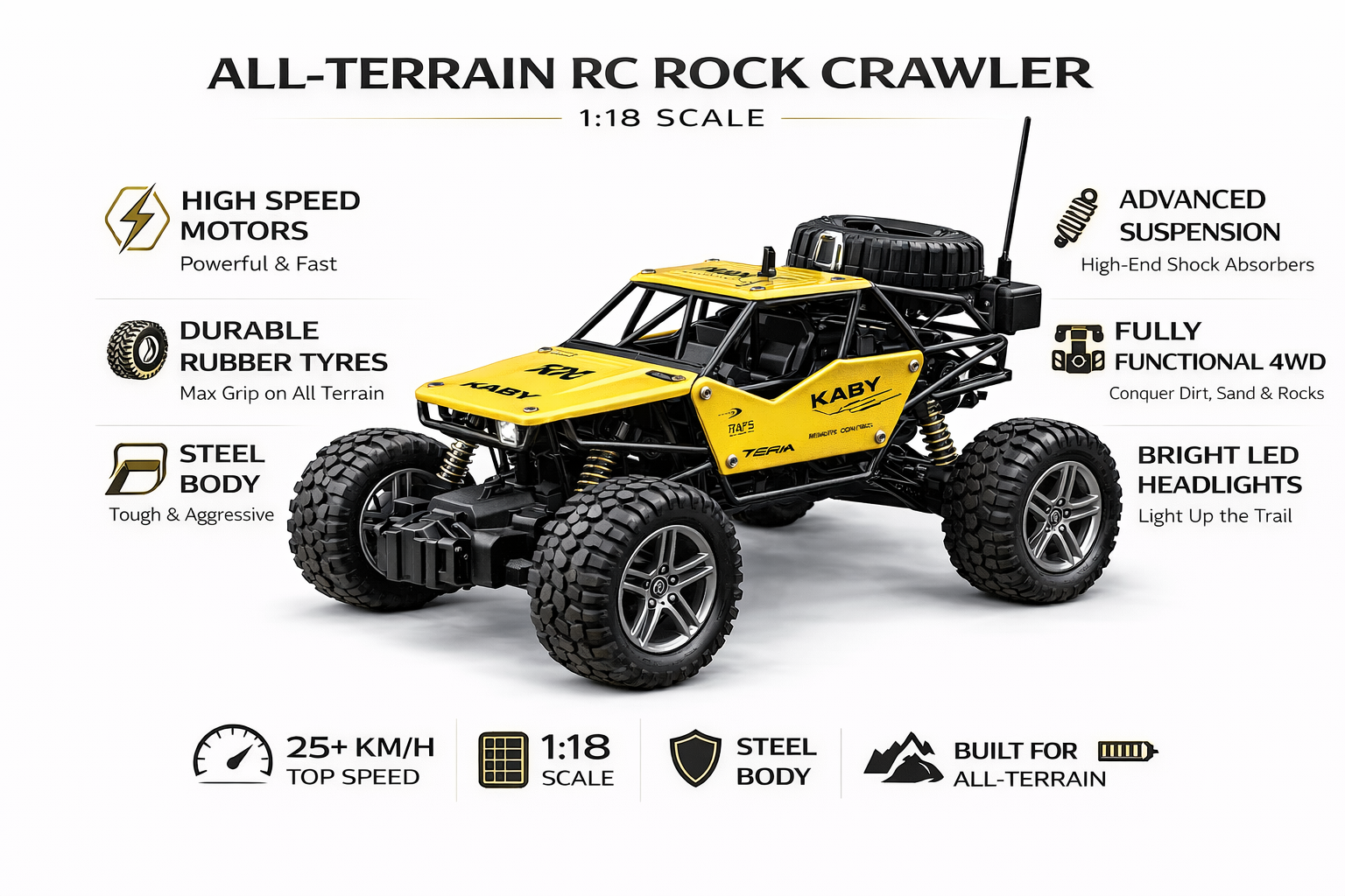 Remote Control Rock Crawler Gold with Smoke Function.
