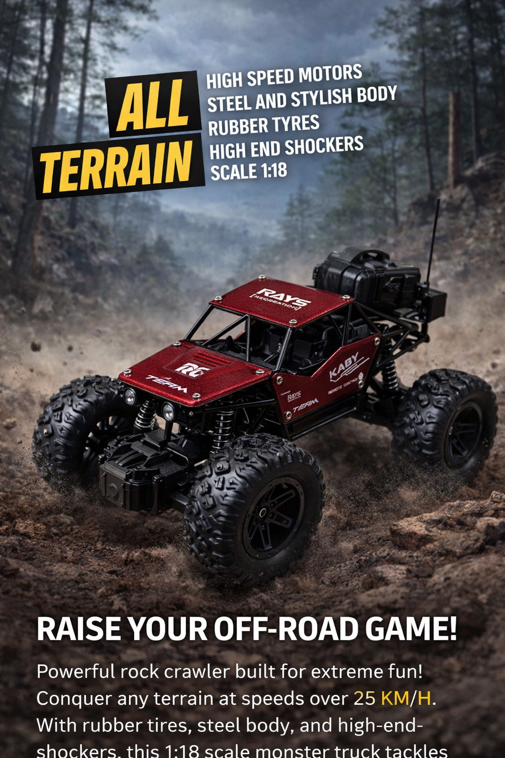 Remote Control Rock Crawler Red with Smoke Function.