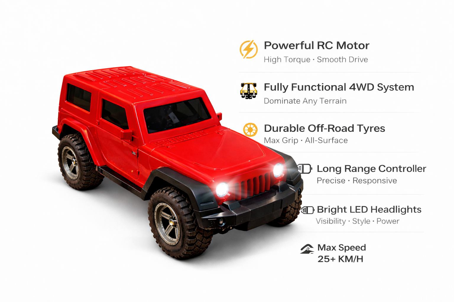 Remote Control Thar Jeep Toy with Hindi Music (Red).