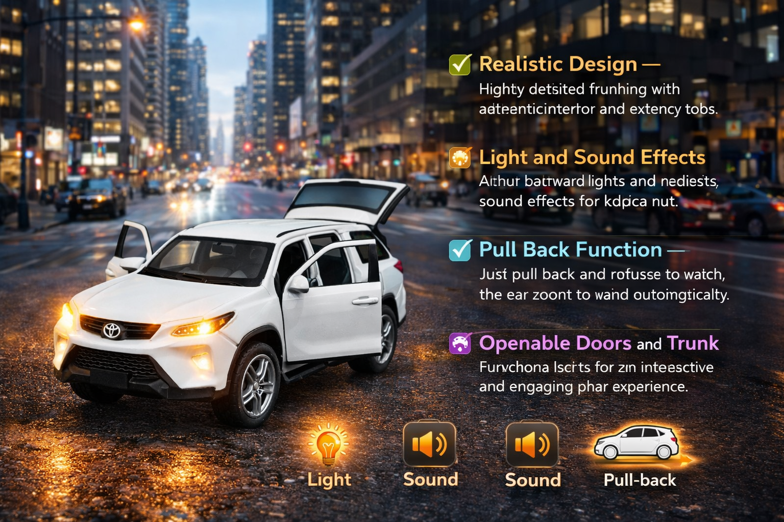 Diecast Fortuner Car Model 1:36 Scale.